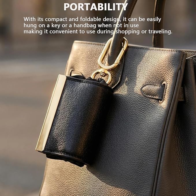 Foldable Reusable Shopping Tote Bag with Keychain Pouch – Lightweight Water-Resistant Grocery Bag :f