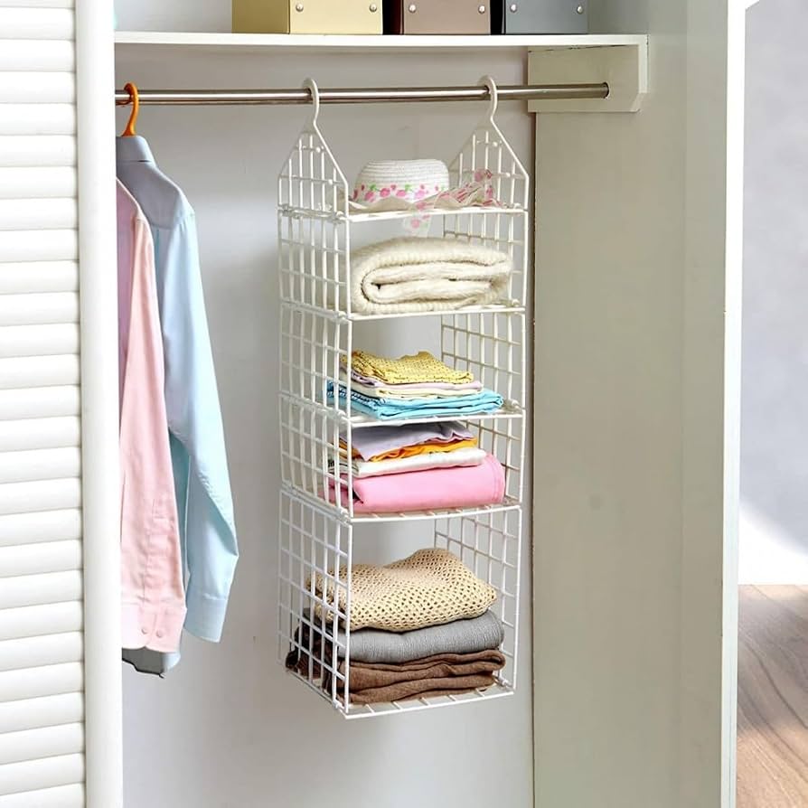 Foldable 5-Tier Clothes Storage Rack | Hanging Closet Organizer Shelf for Students, Home & Dorm Rooms :f