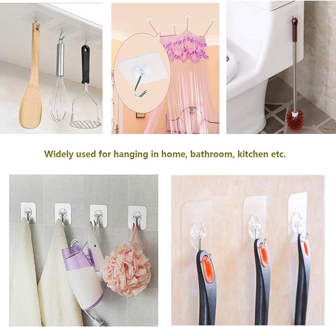 Curved Adhesive Wall Hooks, No-Drilling Waterproof Screw Free Stickers for Hanging