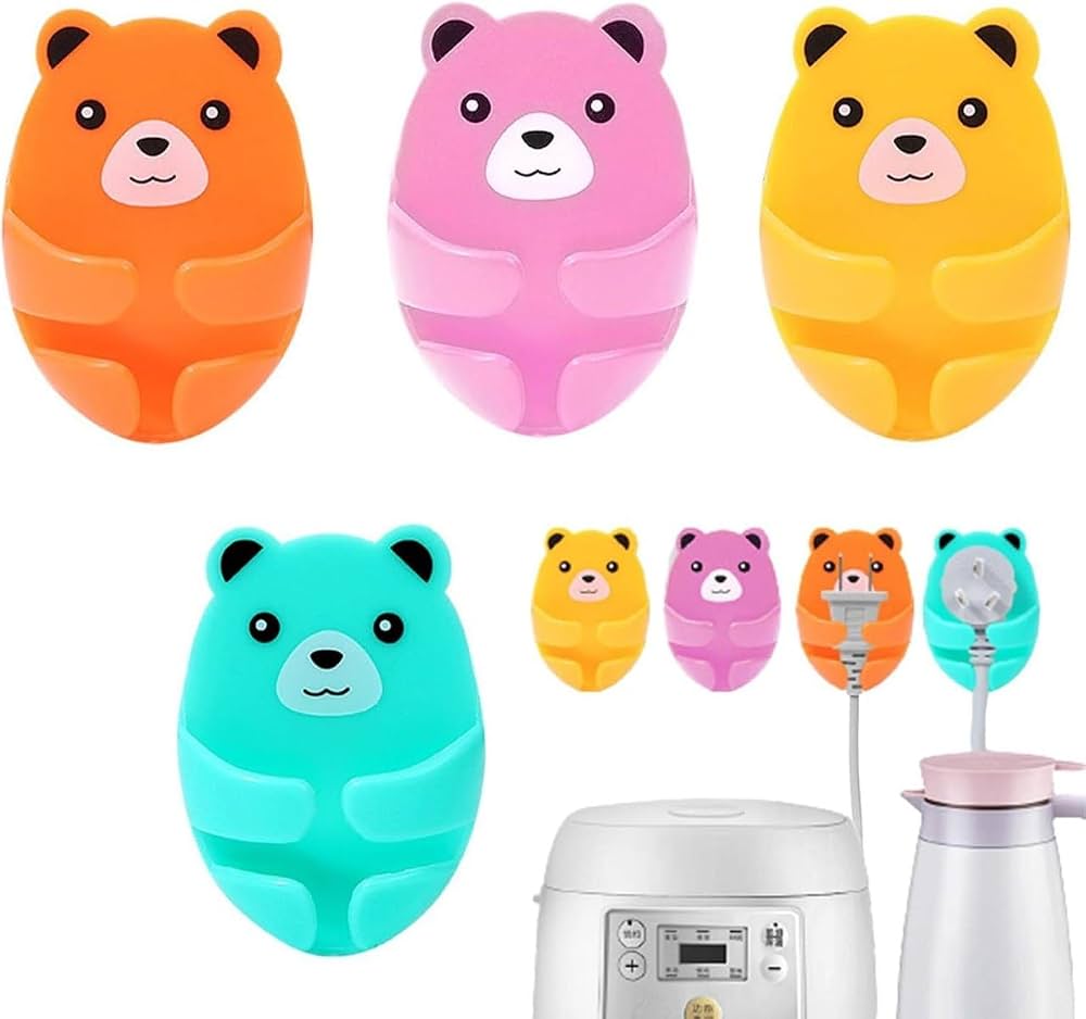 Cute Bear Cable Management Clips – Wall Mount Charger & Wire Holder: f