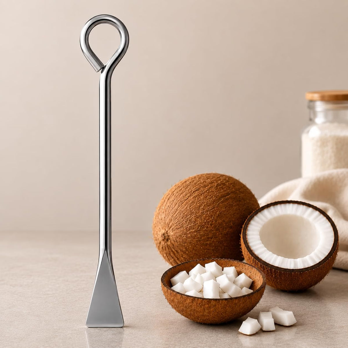 Coconut Slicer, Cutter & Remover – Stainless Steel | Coconut Core Pit Remover & Skin Peeler :g
