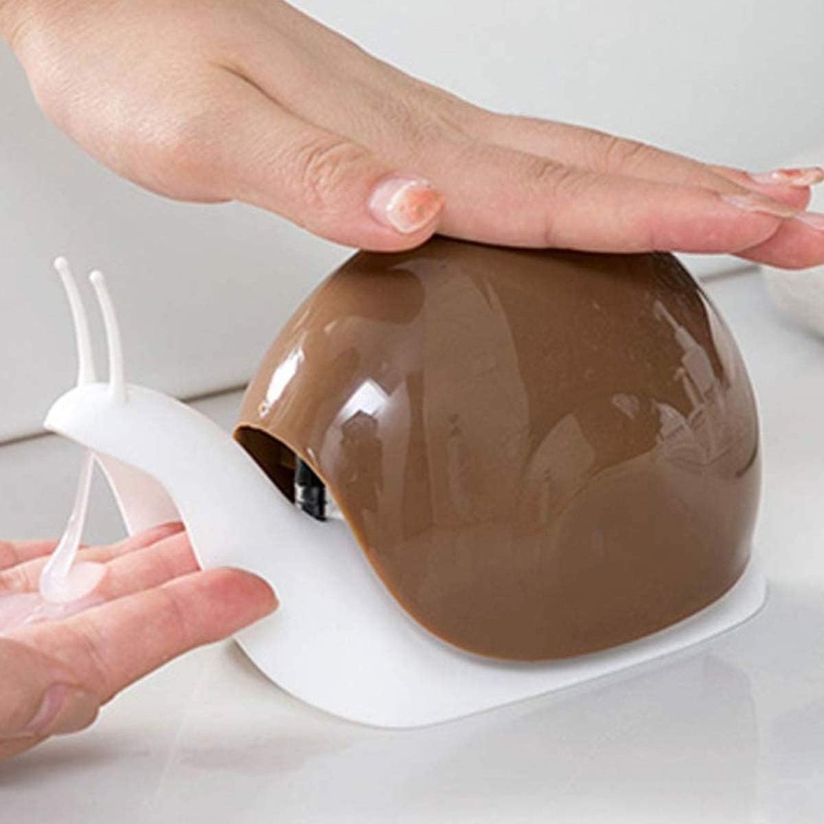 Cute Snail Liquid Soap Dispenser – Refillable Bathroom & Kitchen Hand Wash Pump; f