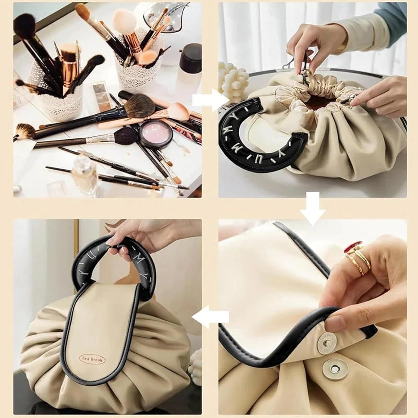 Multi-Functional Drawstring Cosmetic Bag | Travel Makeup & Toiletry Organizer :f