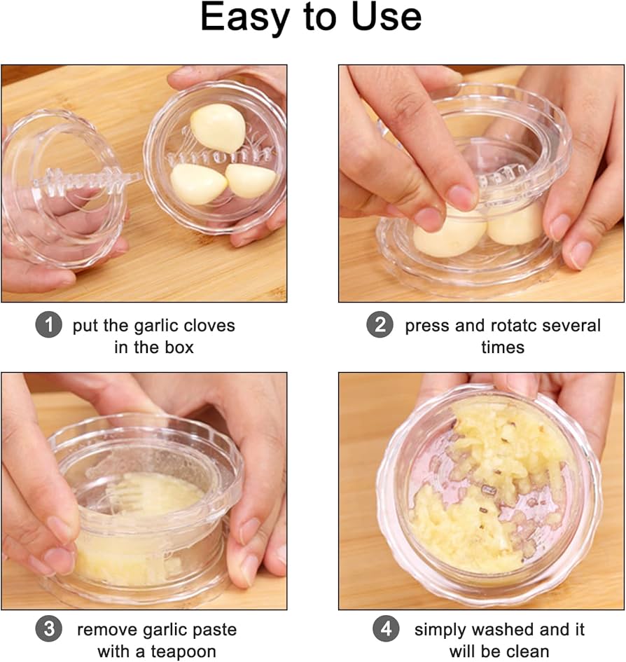 Twist & Crush, Mess-Free Garlic Crusher – Easy Twist Garlic Press Tool Set: f