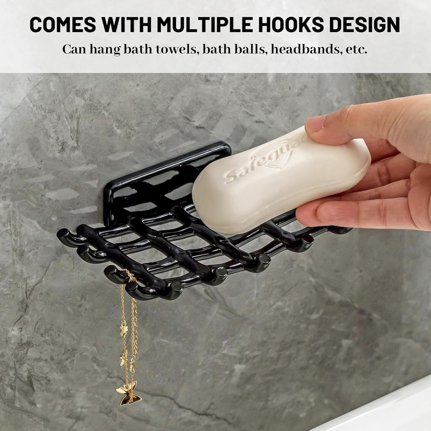 Wall Mounted Dish with Hooks – Space Saving Bathroom Organizer: f
