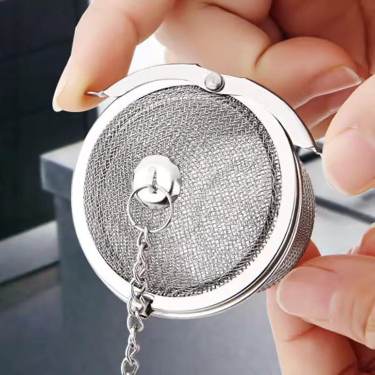 Reusable Stainless Steel Tea Infuser | Mesh Tea Filter with Hook & Long Chain :f