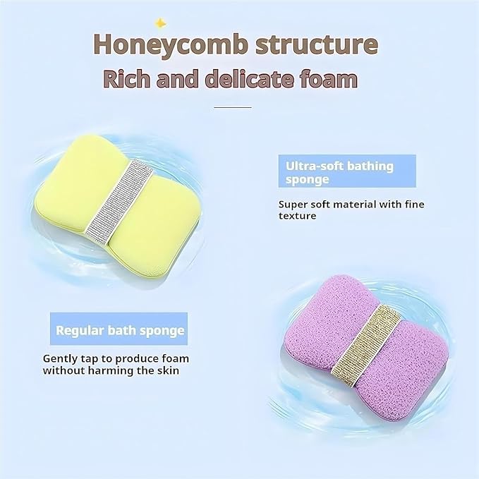Bath Sponge Loofah – Exfoliating Body Scrubber with Soap Holder & Hand Strap for Smooth Skin: g