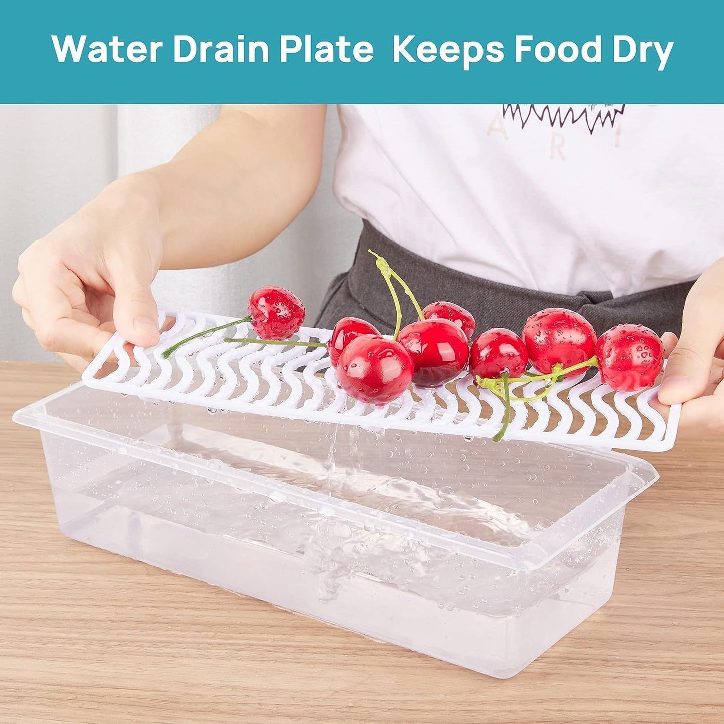 Uniqly- Fridge Storage Containers with Drain plates- Pack of 6: f