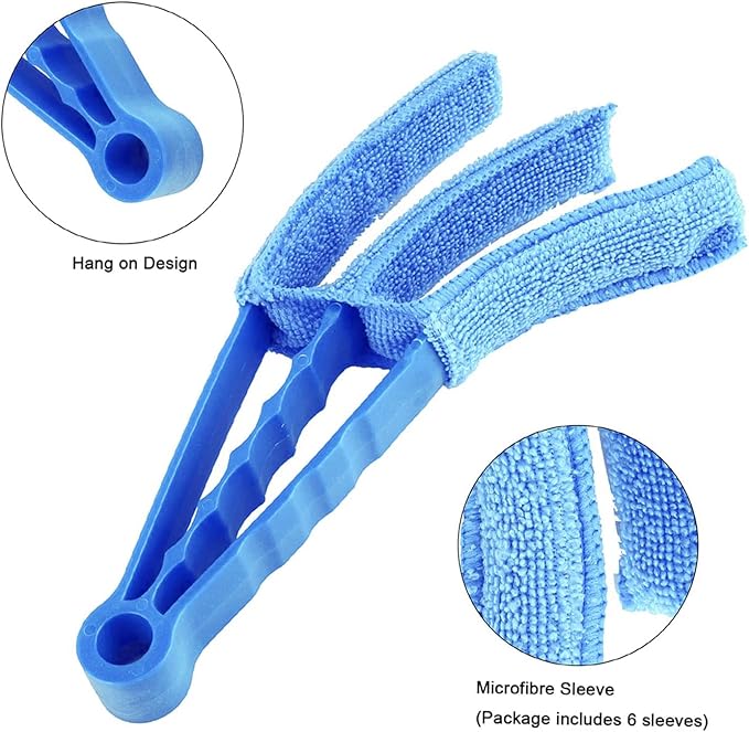 3-in-1 Blinds and Ac Vent Cleaning Brush with Microfiber Sleeves – Multipurpose Dust Remover Tool: g