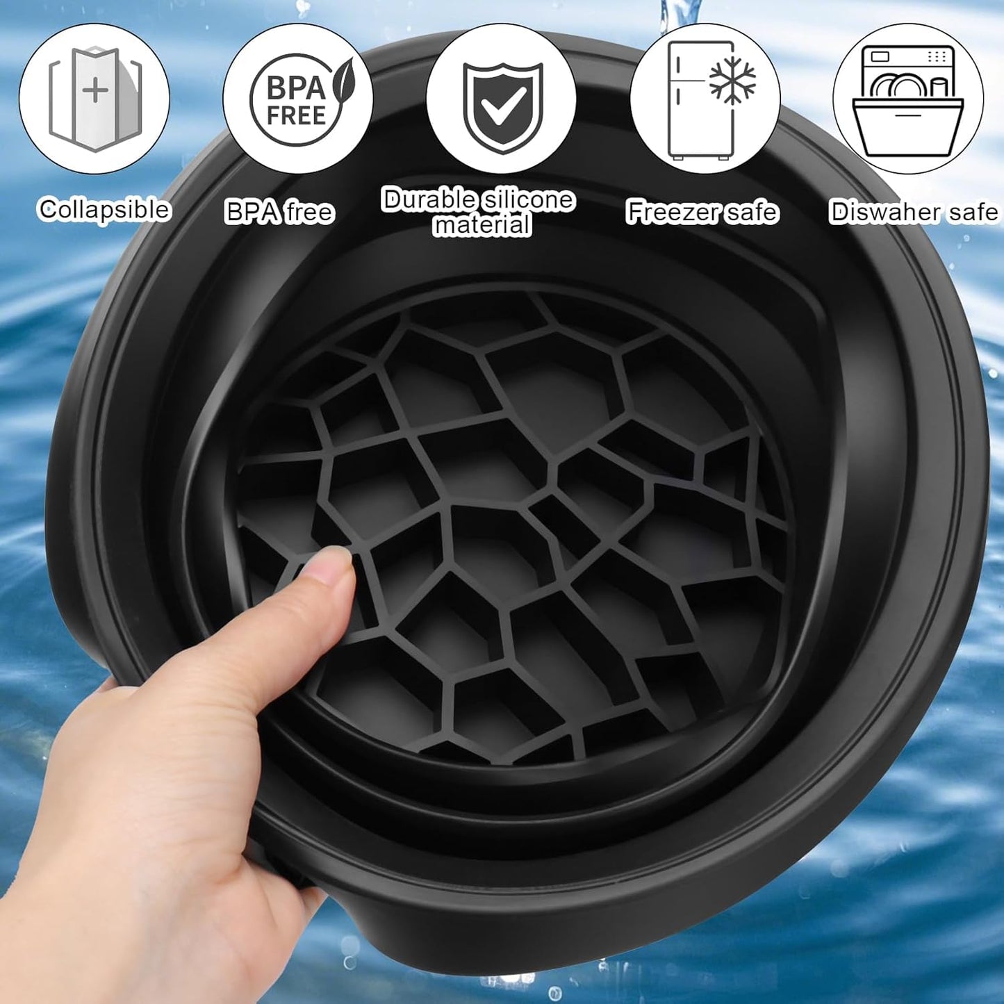 Silicone Facial Ice Bath Bowl – Collapsible Cold Therapy Spa Tool; f