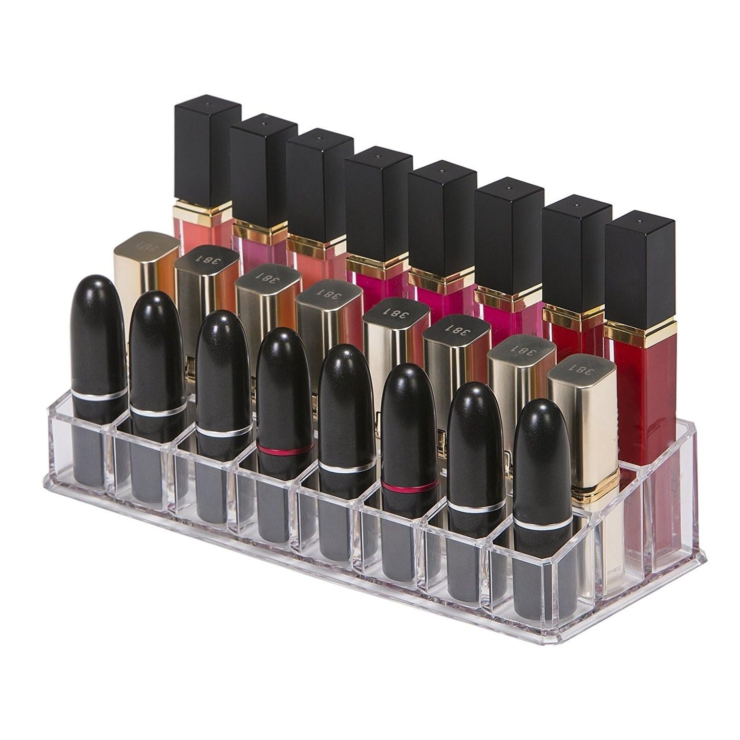 24 Slot Lipstick & Nail Polish Organizer – Transparent Makeup Storage Holder; g