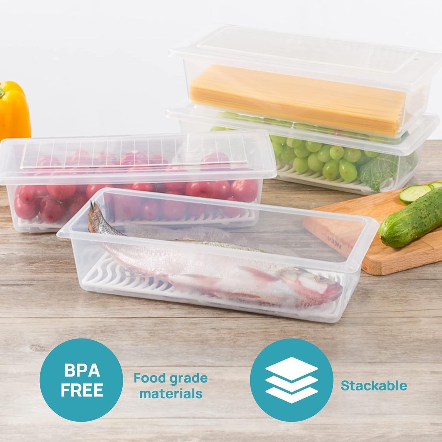 Uniqly- Fridge Storage Containers with Drain plates- Pack of 6: f