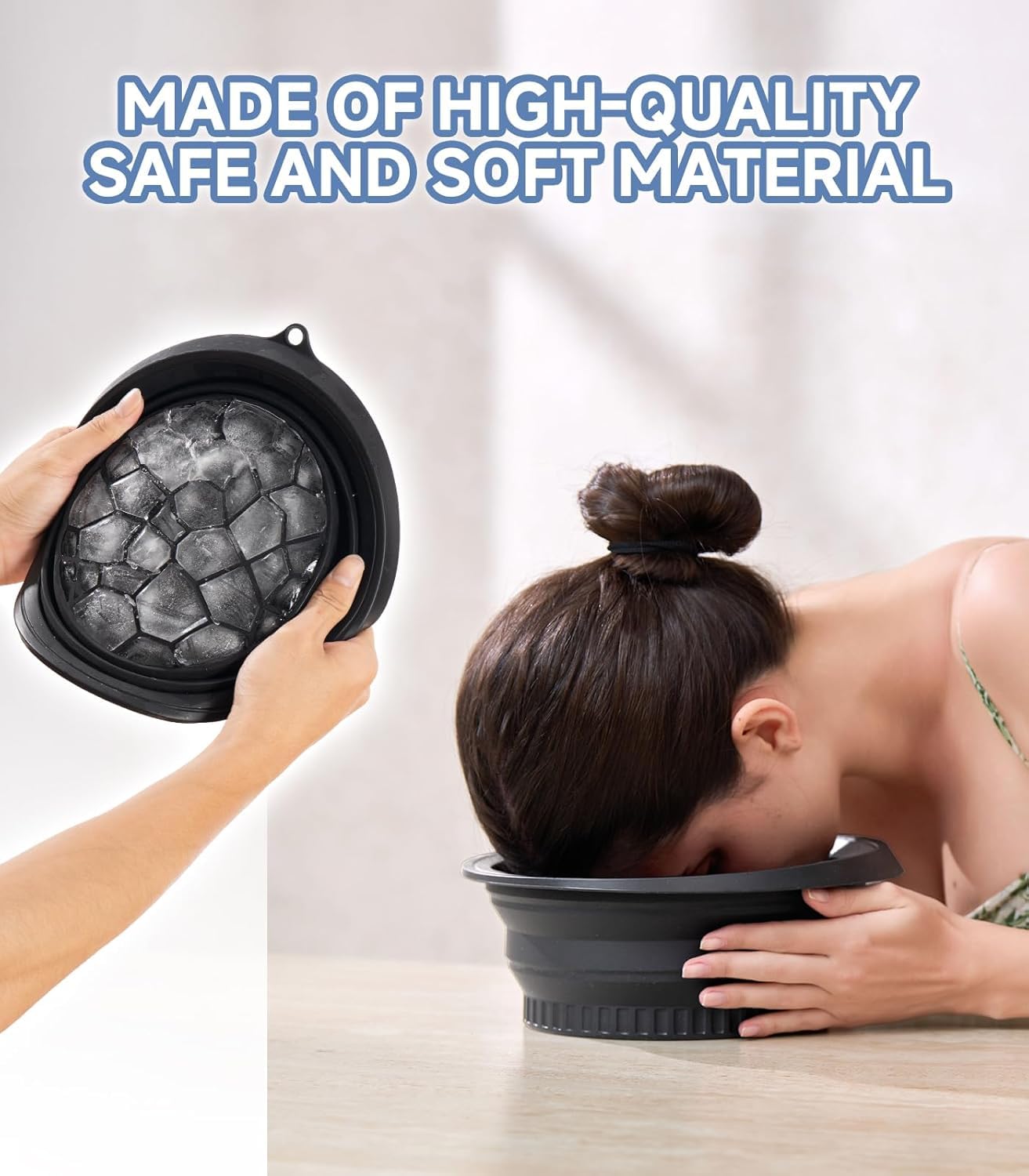 Silicone Facial Ice Bath Bowl – Collapsible Cold Therapy Spa Tool; f