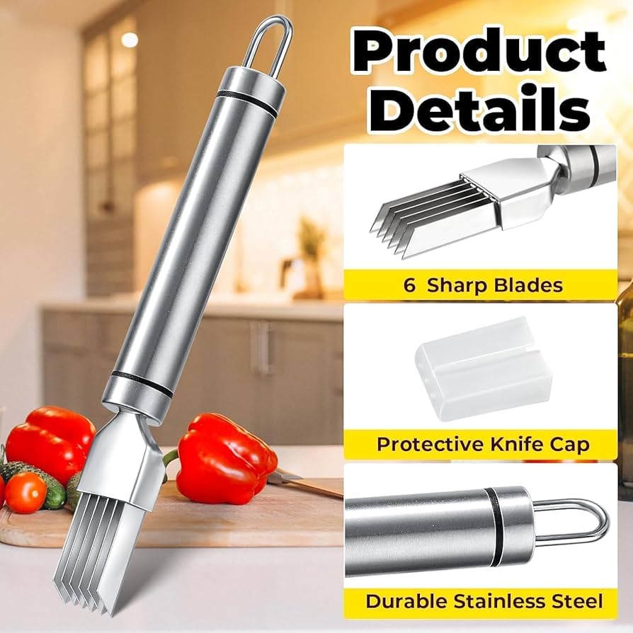 All-in-One Kitchen Vegetable Grater – 6-Blade Stainless Steel Slicer for Garlic, Onion & Fresh Produce: f