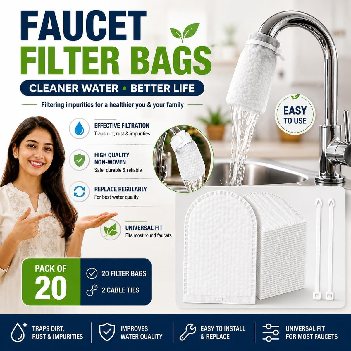 Disposable Faucet Filter Mesh Pads – High-Density Tap Filter Cotton :f