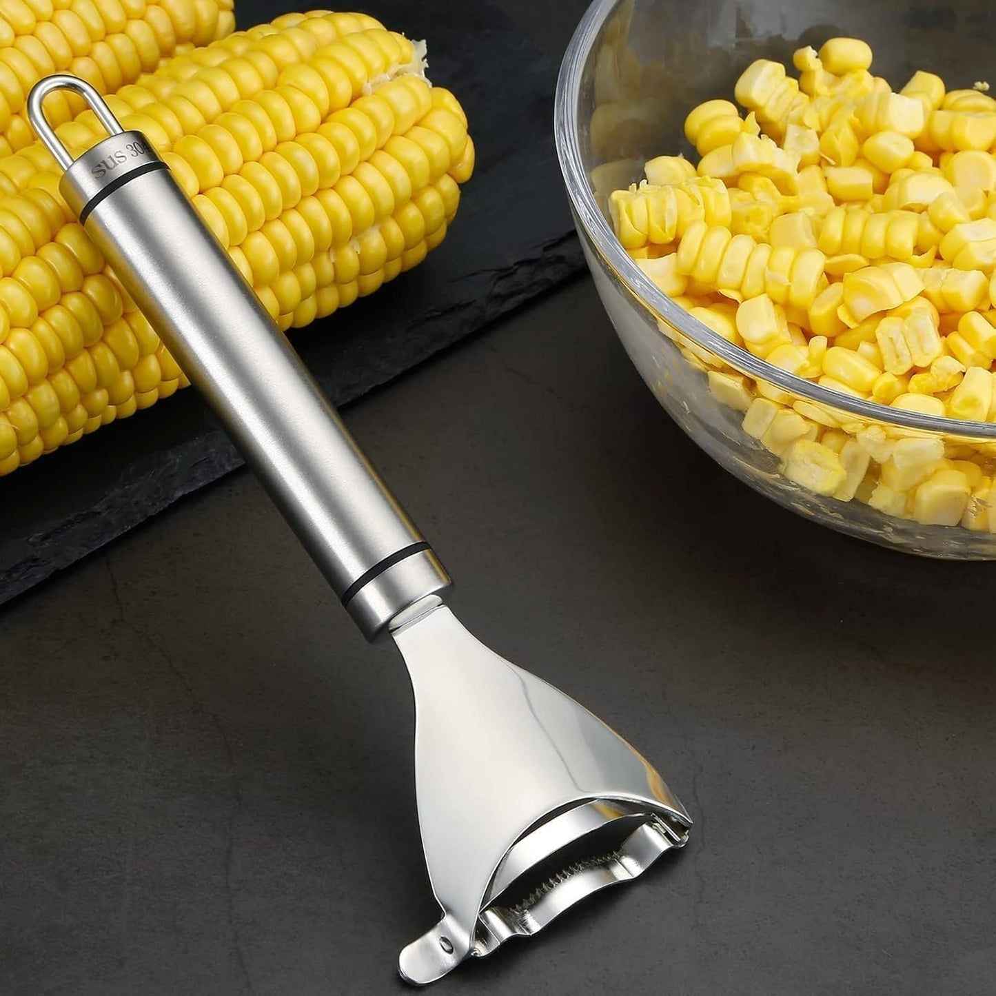 Multipurpose Corn Stripper Peeler – Stainless Steel Manual Corn Kernel Remover Tool :f