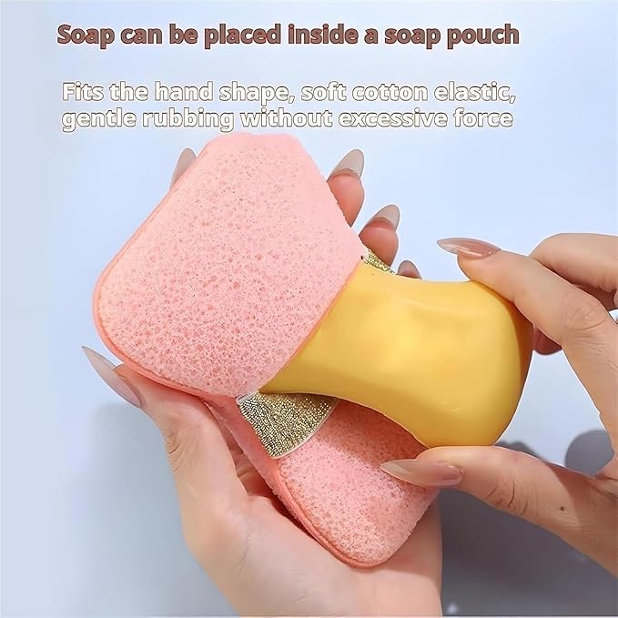Bath Sponge Loofah – Exfoliating Body Scrubber with Soap Holder & Hand Strap for Smooth Skin: g