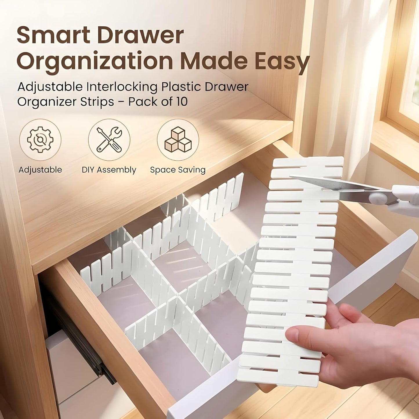 Drawer Organizer Dividers – Customizable Storage Grid for Clothes & Wardrobe: f