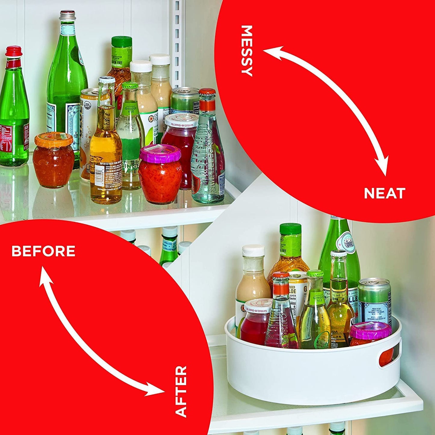 Space-Saving Rotating Organizer Tray (360°) – Easy-Access Kitchen, Pantry & Fridge Storage Solution (White): f