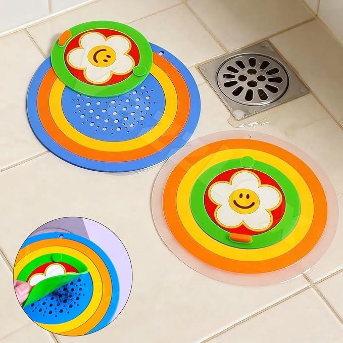 Premium 2-in-1 Silicone Drain Cover – Hair Catcher, Stopper & Odor/Insect Blocker for Bathroom & Kitchen (Pack of 2): f
