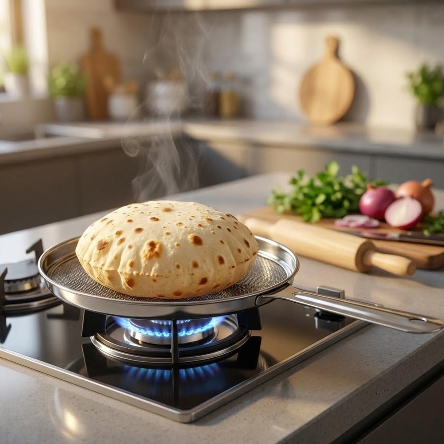 Stainless Steel Roti Roasting Rack – Gas Stove Phulka, Papad & Vegetable Roaster :f