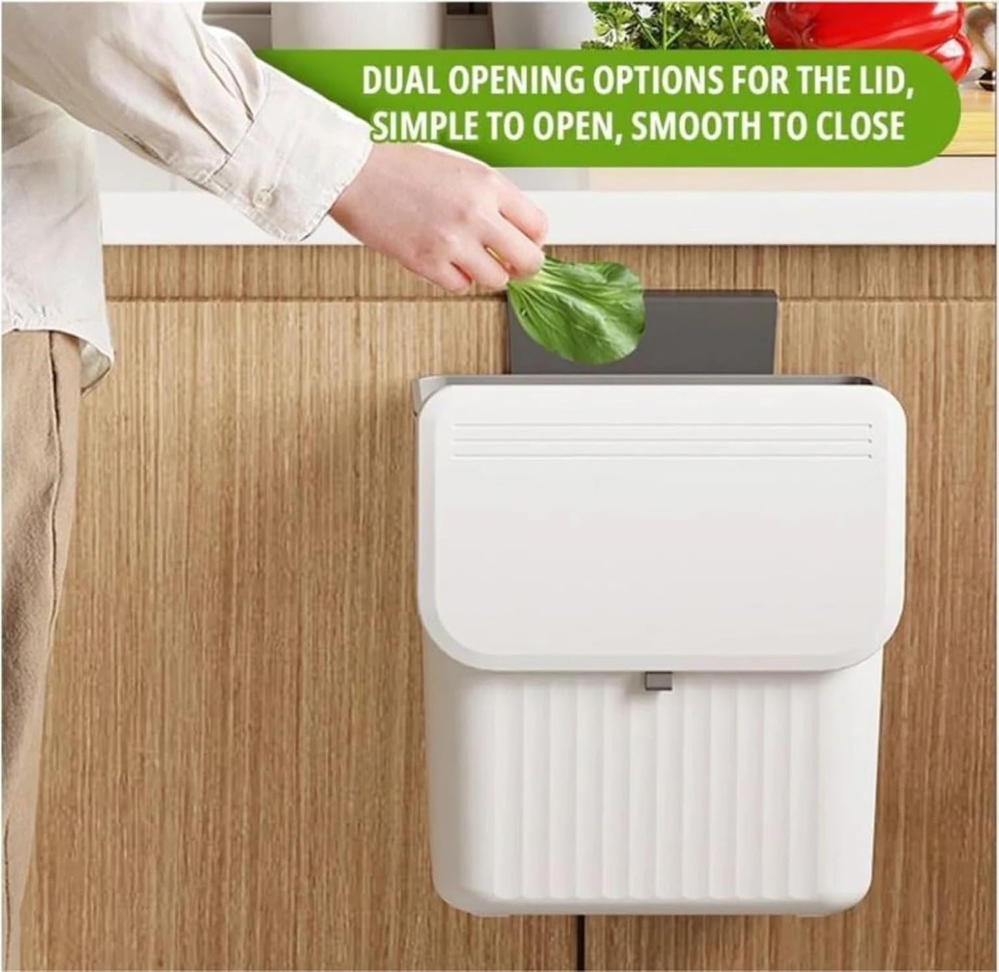 Multipurpose Hanging Garbage Bin – Kitchen Cabinet Door Trash Can with Lid (7L): f