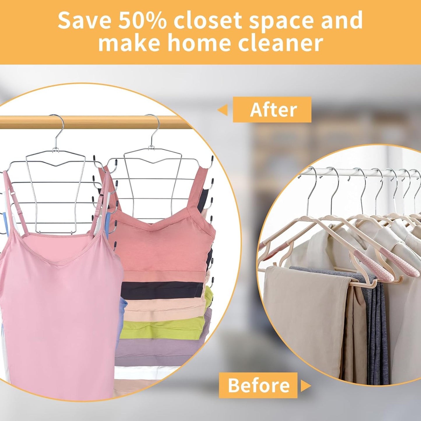 8 Layer Clothes Organizer steel Hanger – Perfect for Tank Tops, Bras & Scarves; f