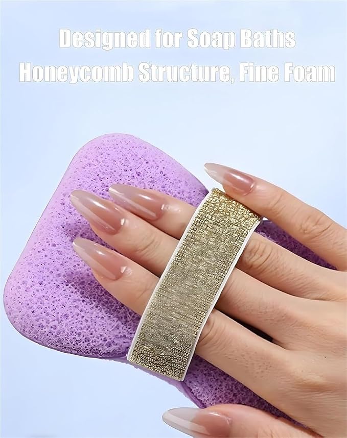 Bath Sponge Loofah – Exfoliating Body Scrubber with Soap Holder & Hand Strap for Smooth Skin: g