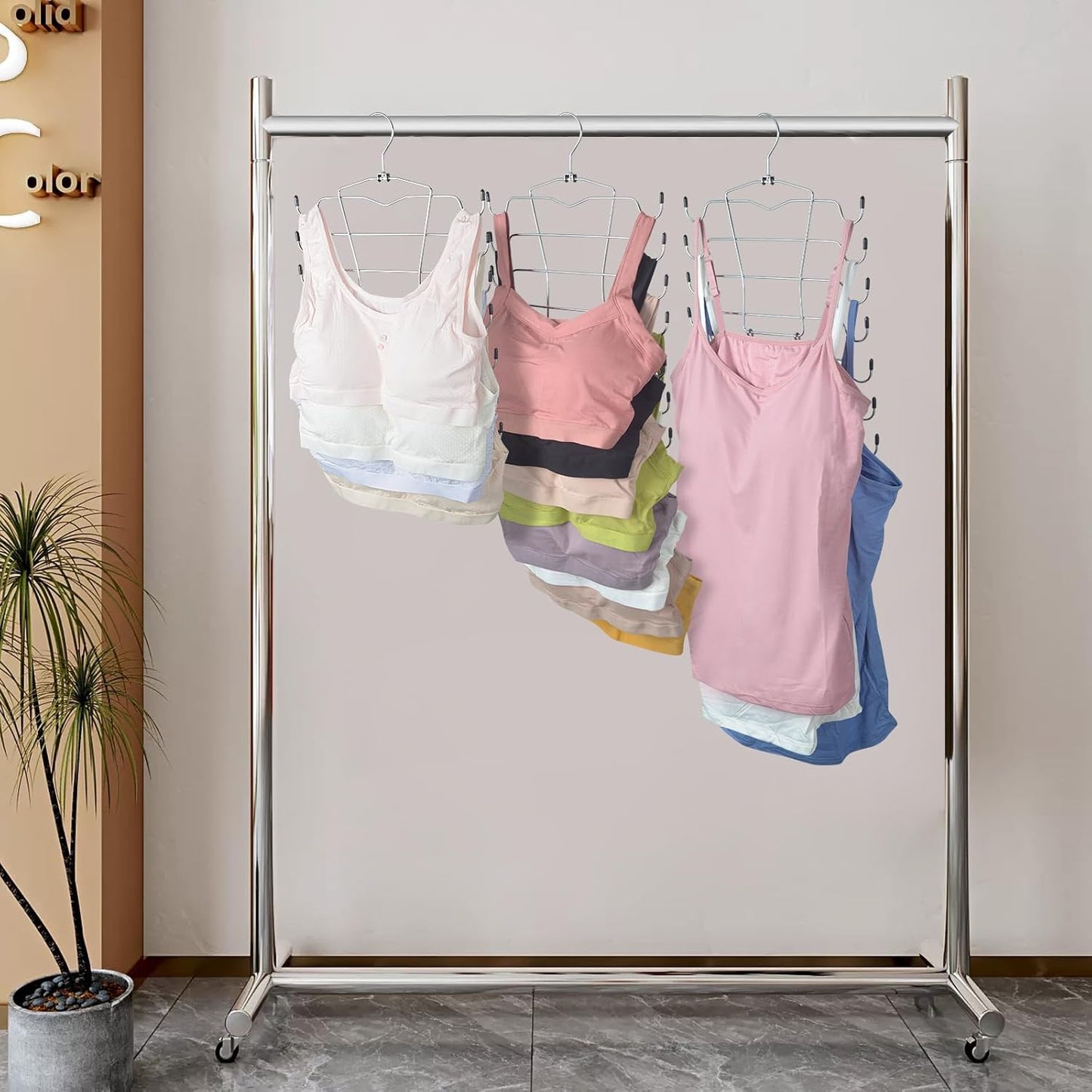 8 Layer Clothes Organizer steel Hanger – Perfect for Tank Tops, Bras & Scarves; f