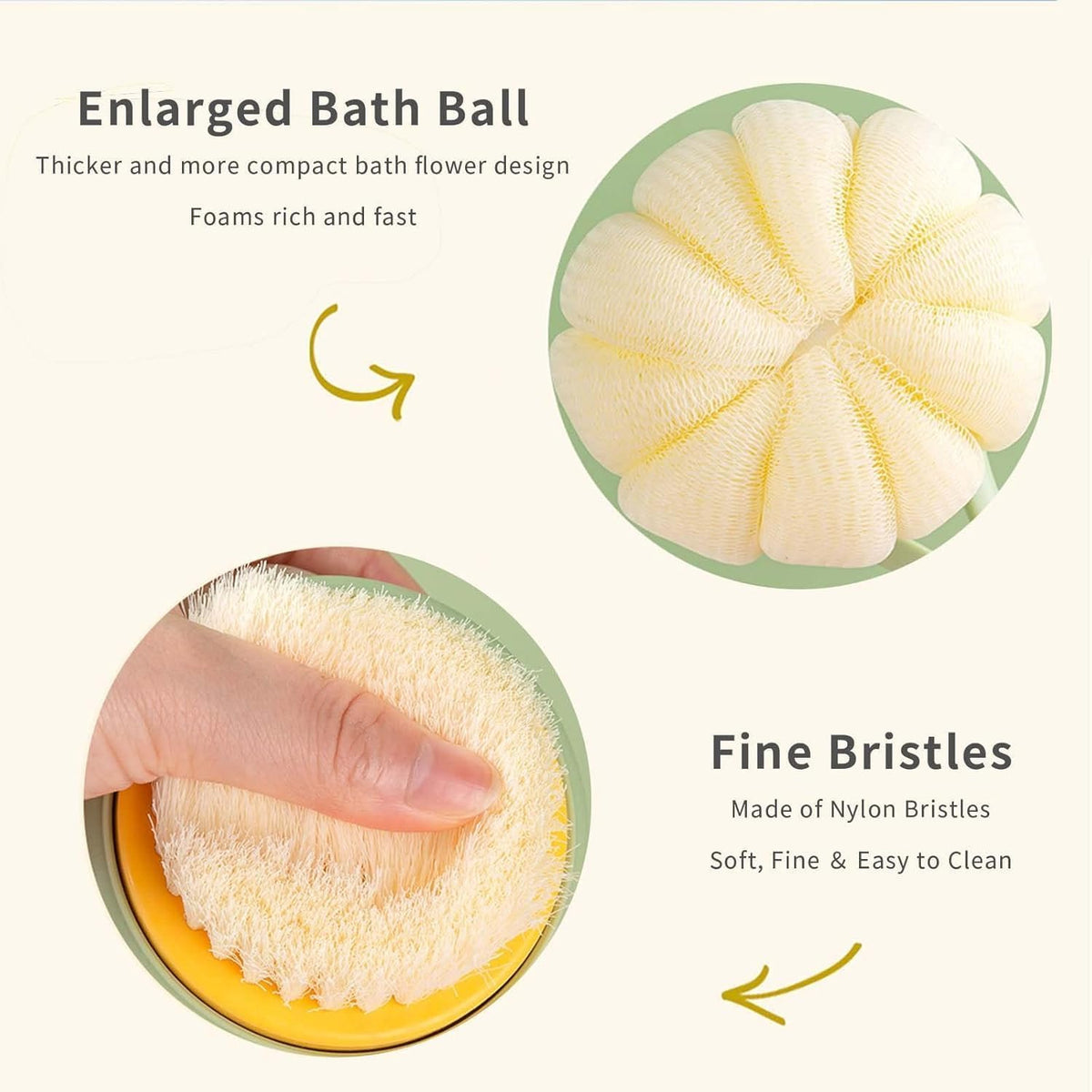 2-in-1 Shower Body Brush with Loofah Sponge for Gentle Exfoliation and Daily Bathing :f