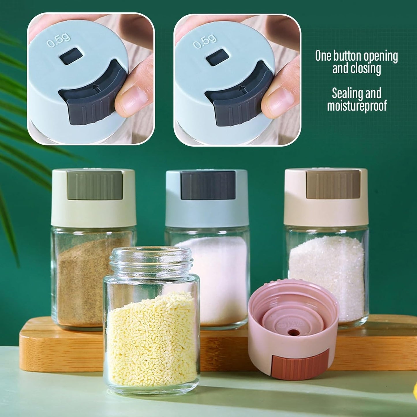Glass Measure Spice Bottle for Kitchen - For All Spices, Seasoning Made Easy-.g