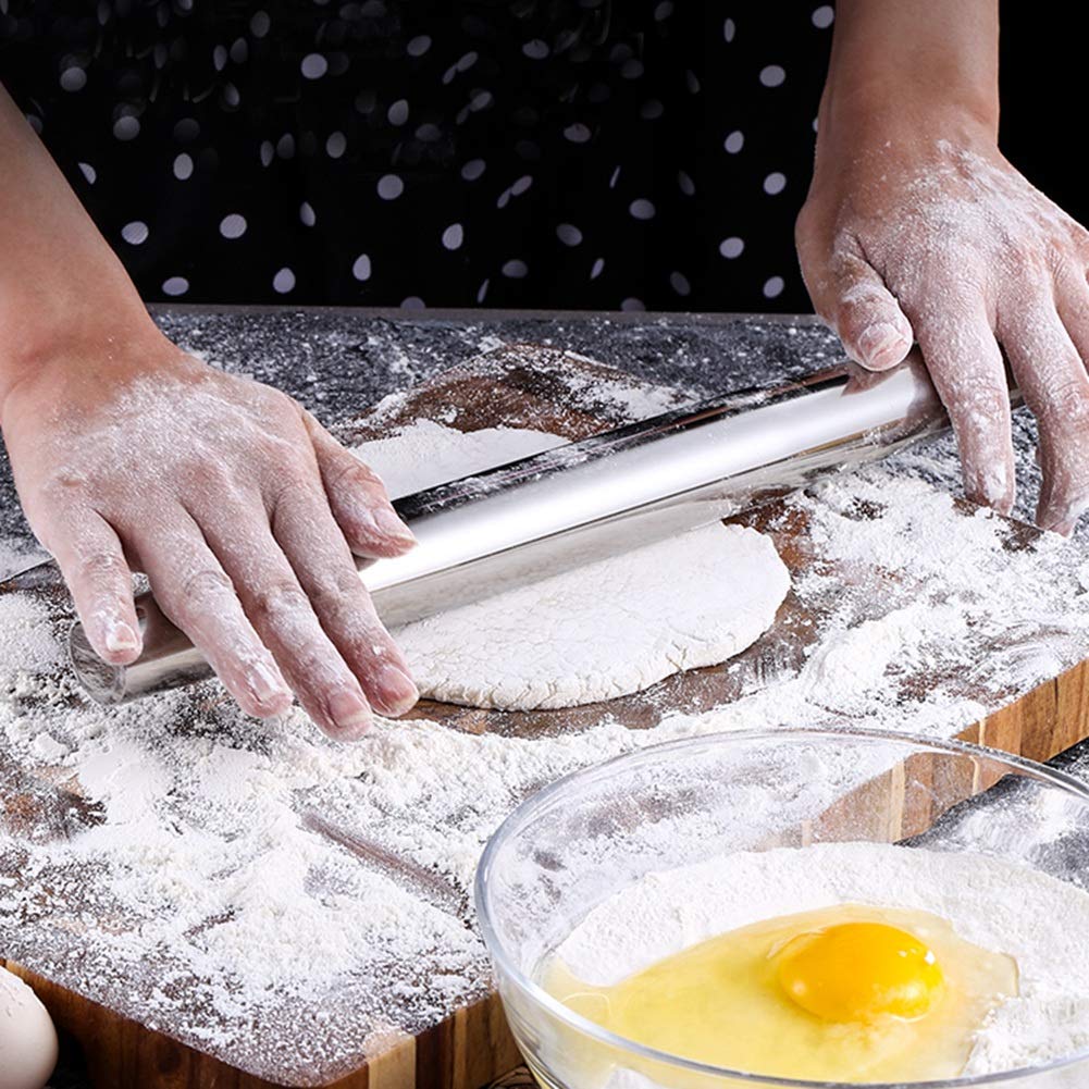Multipurpose Stainless Steel Rolling Pin | Smooth Dough Roller & Roti Belan :f