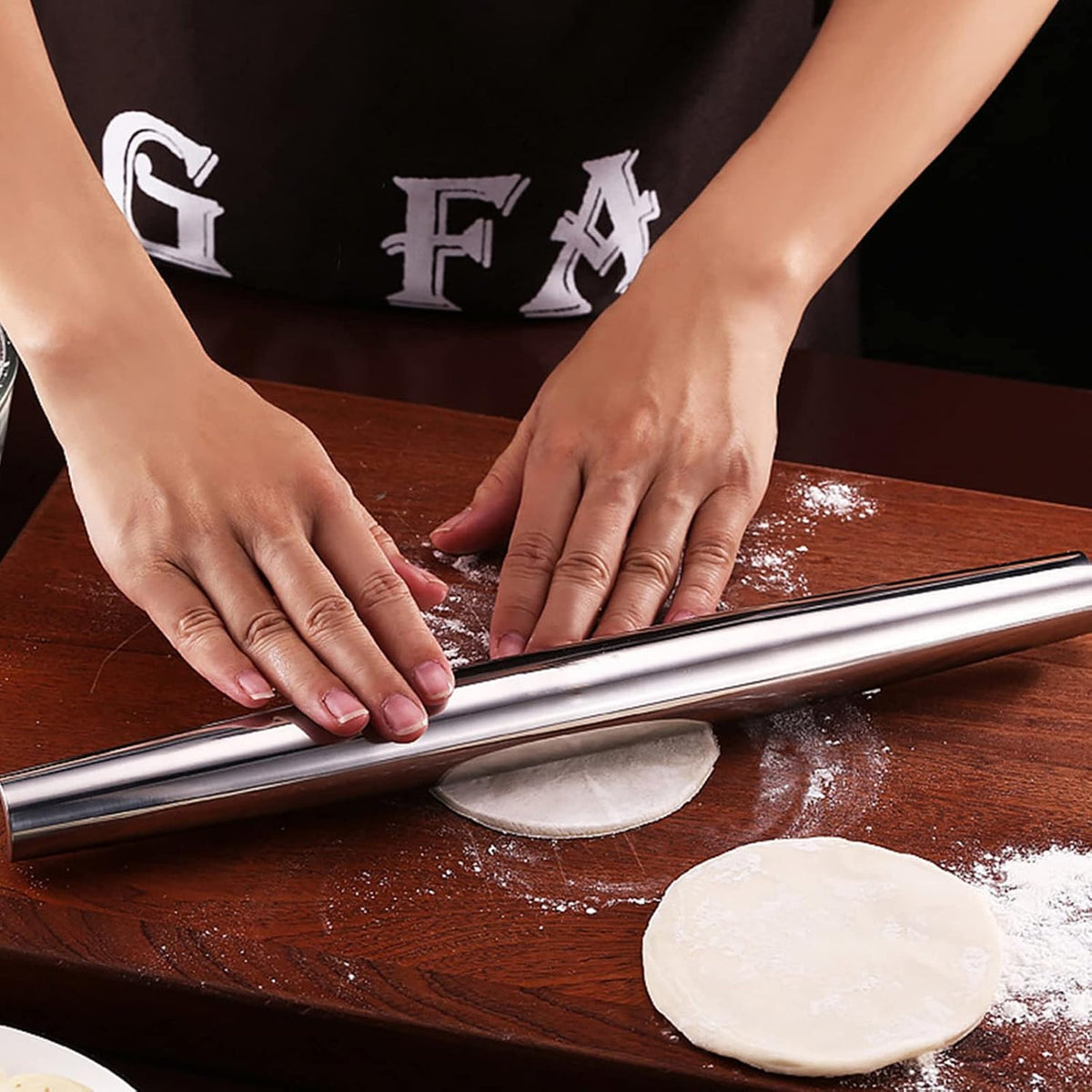 Multipurpose Stainless Steel Rolling Pin | Smooth Dough Roller & Roti Belan :f