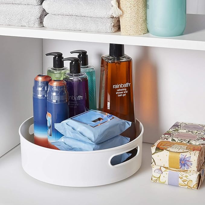 Space-Saving Rotating Organizer Tray (360°) – Easy-Access Kitchen, Pantry & Fridge Storage Solution (White): f