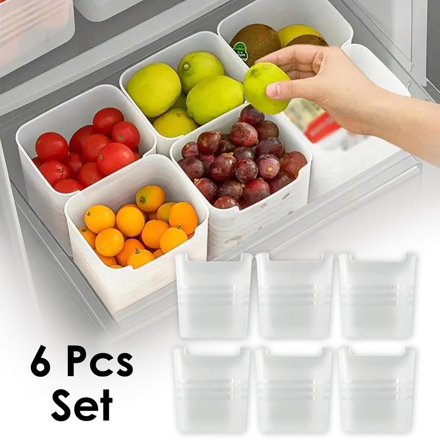 Fridge and Home Organiser Bins (Pack of 6) ,g
