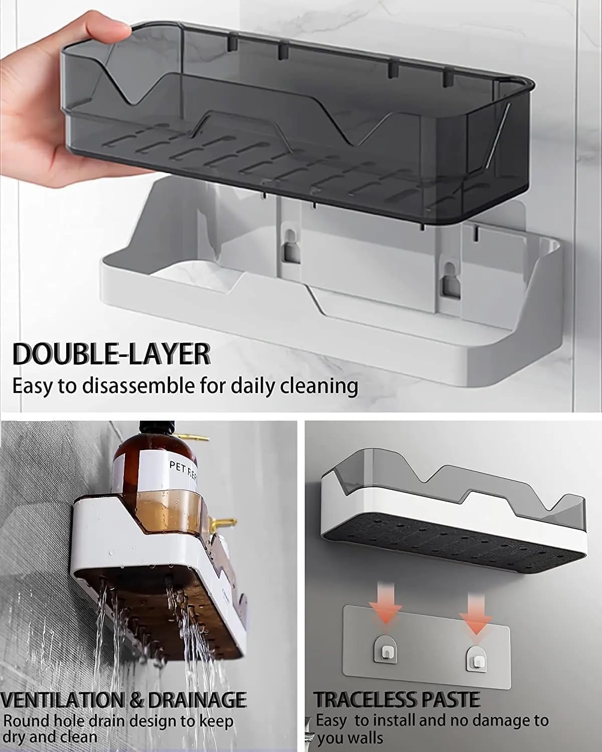 Bathroom & Kitchen adhesive organiser Shelf -(Pack of 2): f
