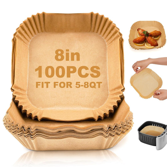 Air Fryer & Oven Paper Liners (100 Pcs) Food grade – Oil-Proof Disposable Parchment Sheets; f