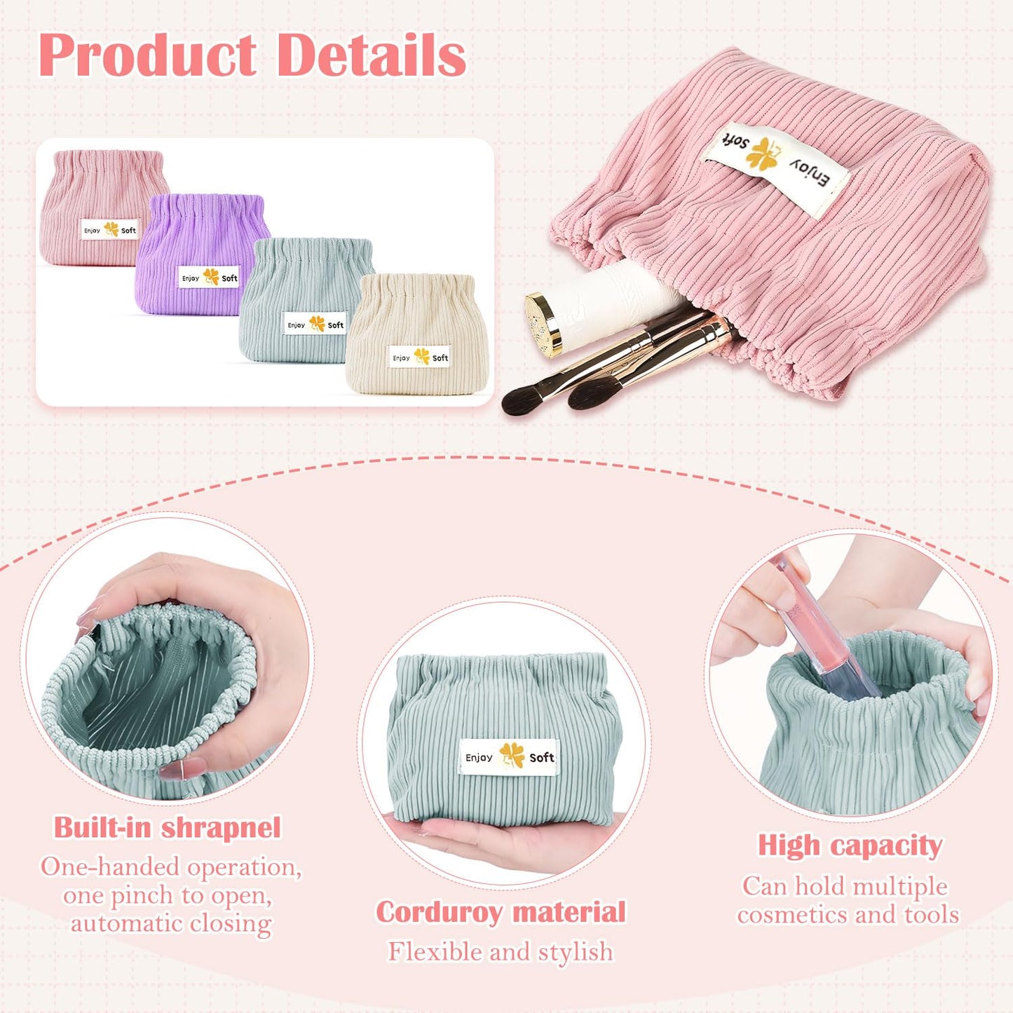 Stylish Corduroy Elastic Mini Organizer Pouch – Compact & Versatile Storage Solution -Pack of 3 .g