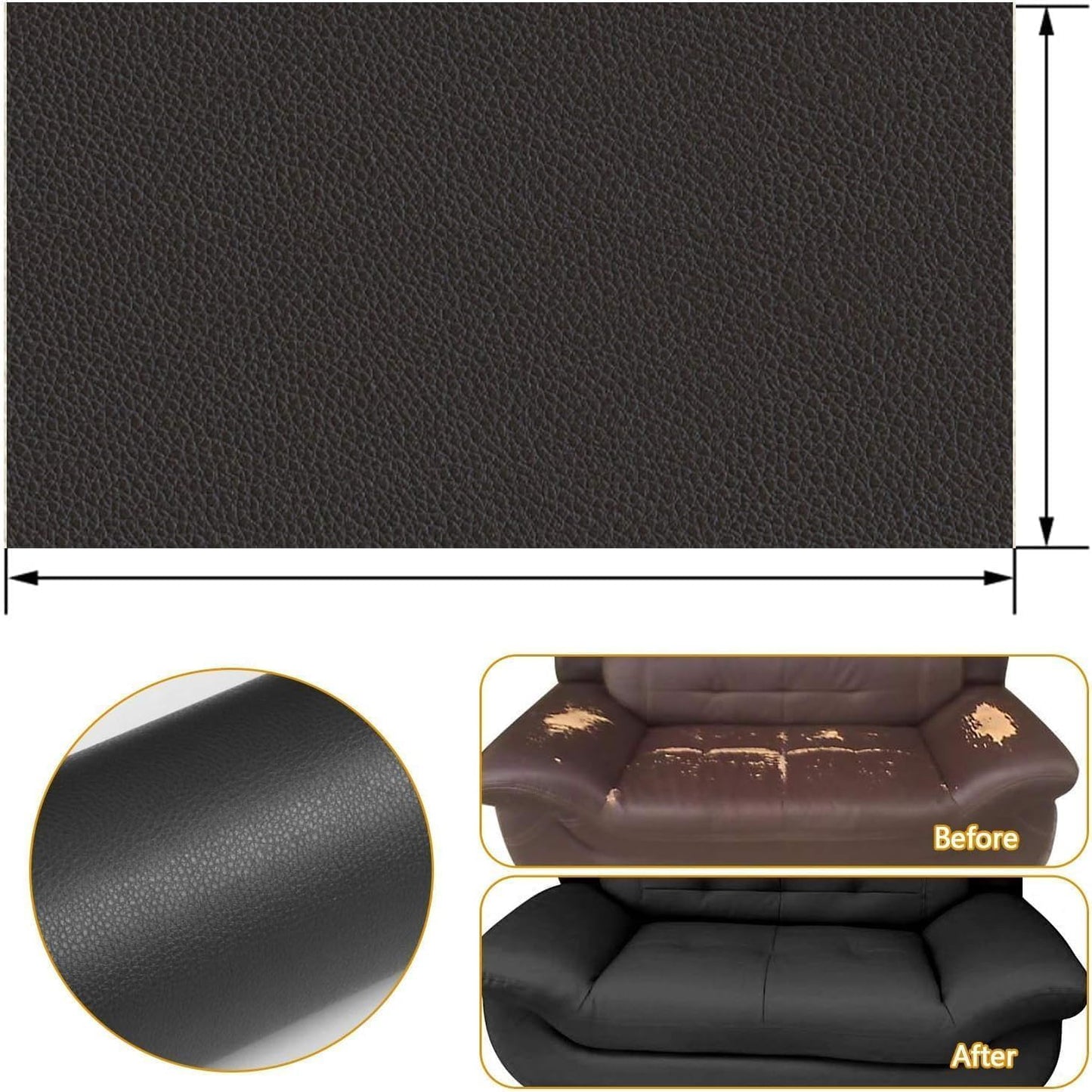 Adhesive Leather Repair Patch – (30x60 cm) Quick Fix (Pack of 2), g