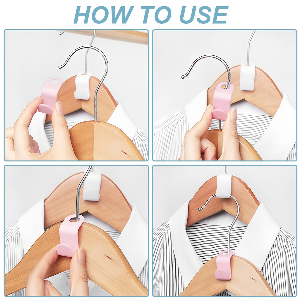 Space Saving Hanger Hooks | Clothes Hanger Connector for Stacking & Closet Organization :f