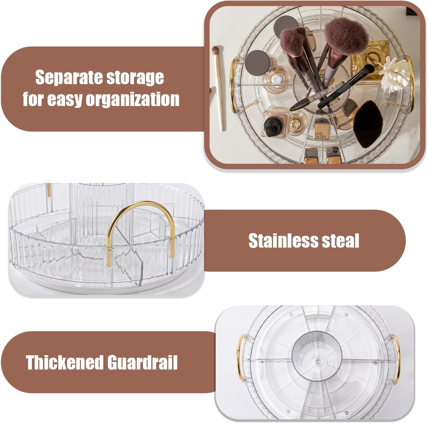 360° Makeup Organizer Carousel – Multipurpose Makeup Storage Rack for Vanity: f