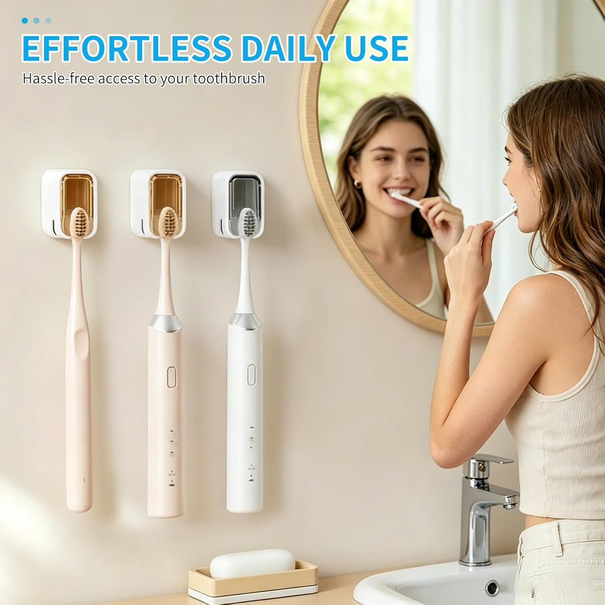 Wall Mounted Toothbrush Holder with Flip Cover | Single Slot Toothbrush Organizer :f