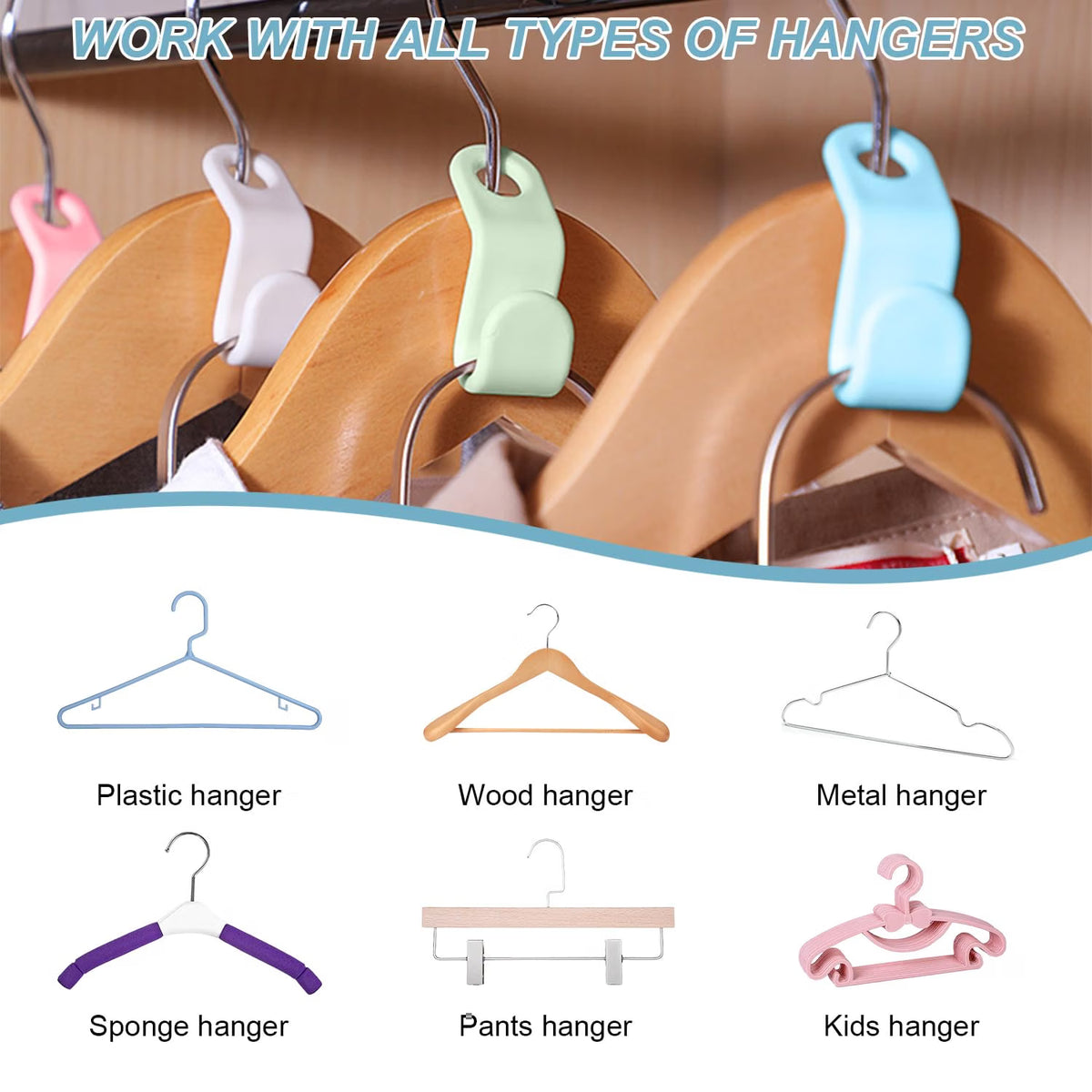 Space Saving Hanger Hooks | Clothes Hanger Connector for Stacking & Closet Organization :f
