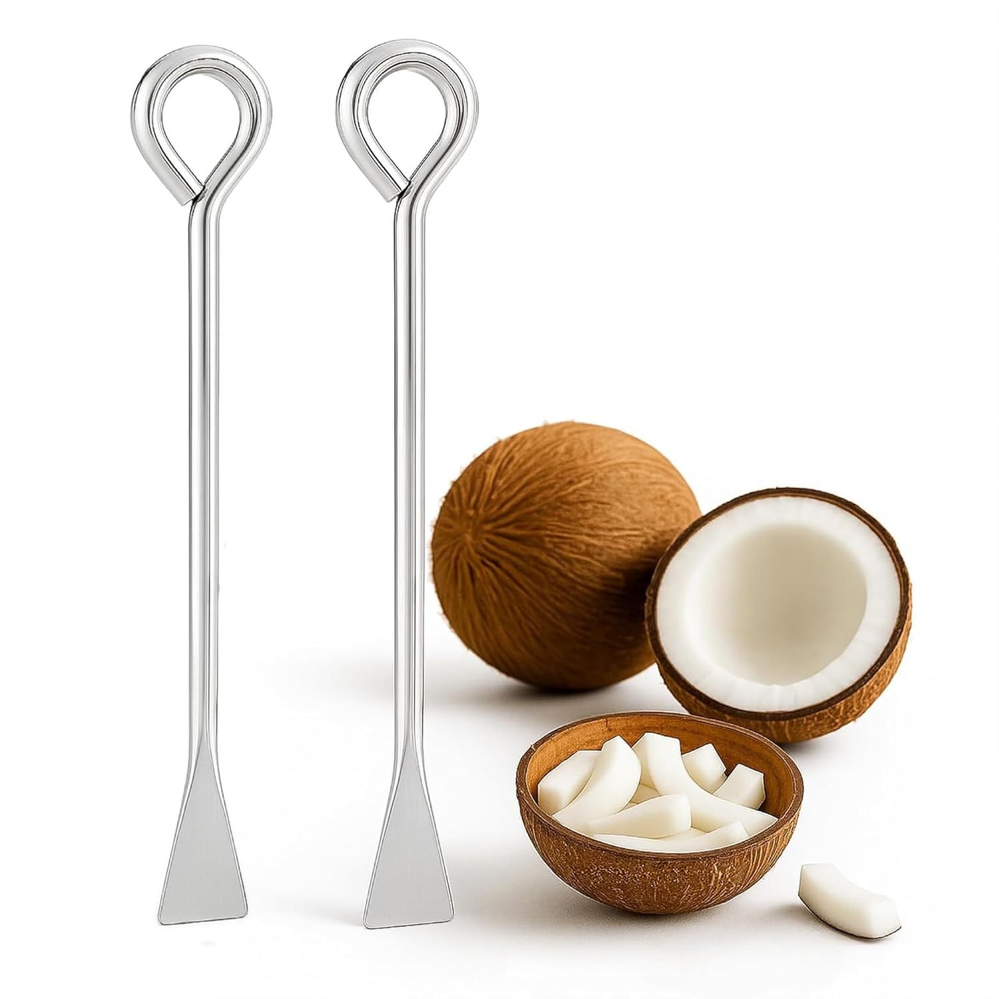 Coconut Slicer, Cutter & Remover – Stainless Steel 2 Pack | Coconut Core Pit Remover & Skin Peeler :f