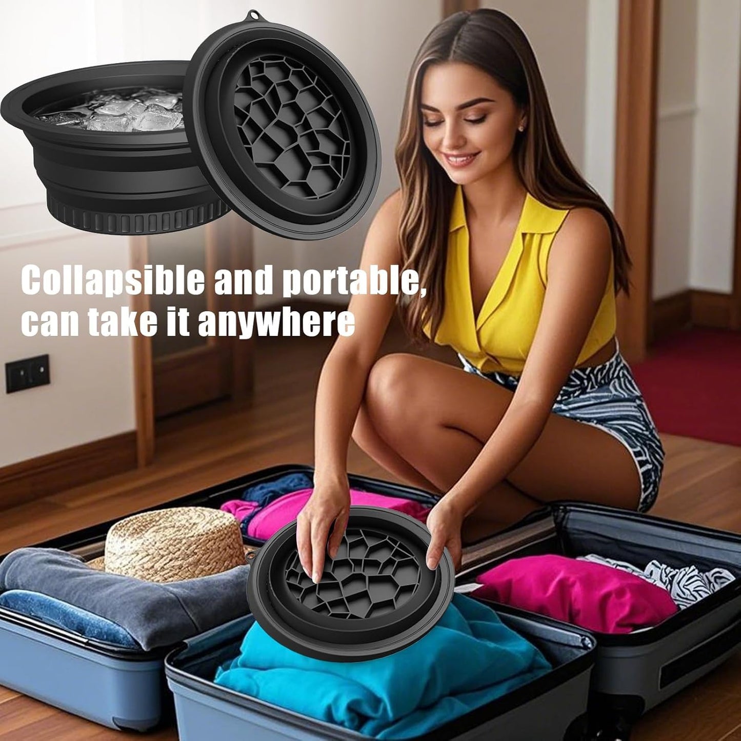 Silicone Facial Ice Bath Bowl – Collapsible Cold Therapy Spa Tool; f