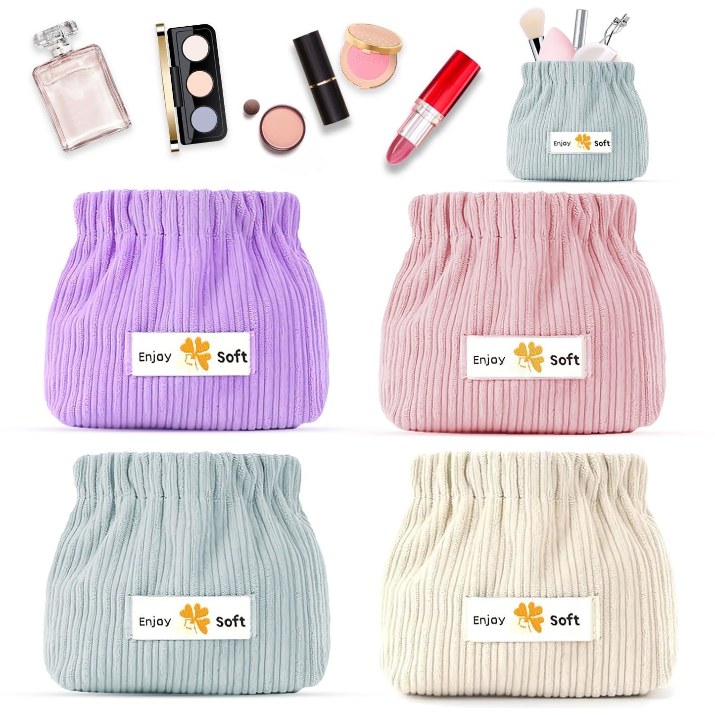 Stylish Corduroy Elastic Mini Organizer Pouch – Compact & Versatile Storage Solution -Pack of 3 .g