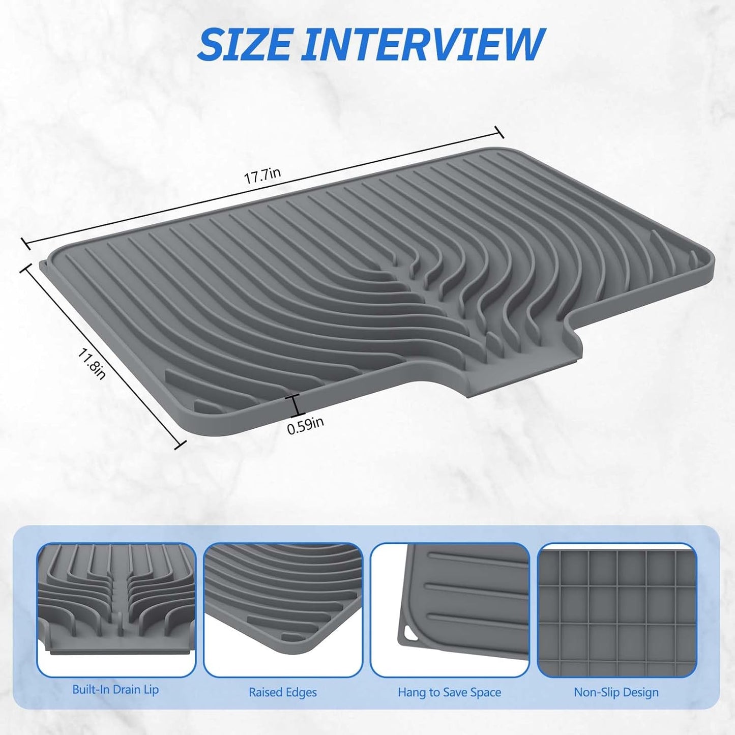 Silicone Kitchen Dish Drain Mat (40 × 30 cm)- f