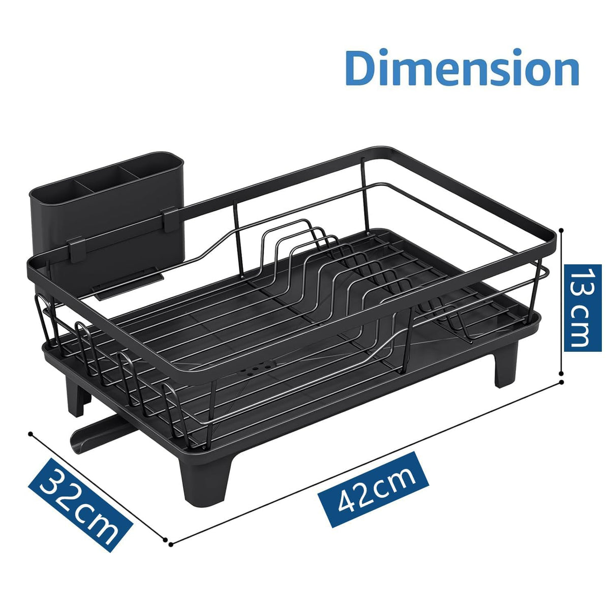 Anti-Rust Dish Drying Rack with Drainboard – Kitchen Utensil & Cutlery Organizer :f