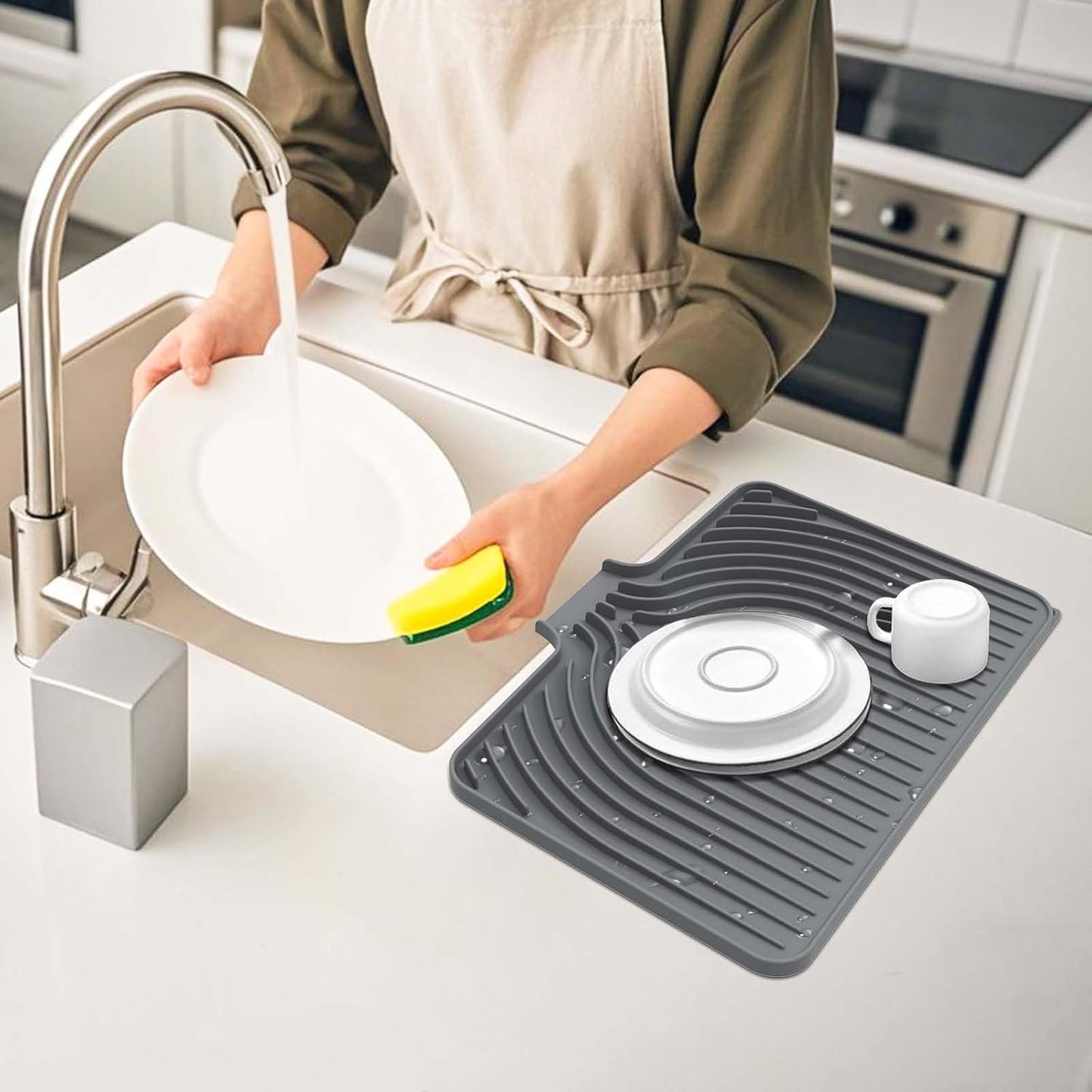 Silicone Kitchen Dish Drain Mat (40 × 30 cm)- f