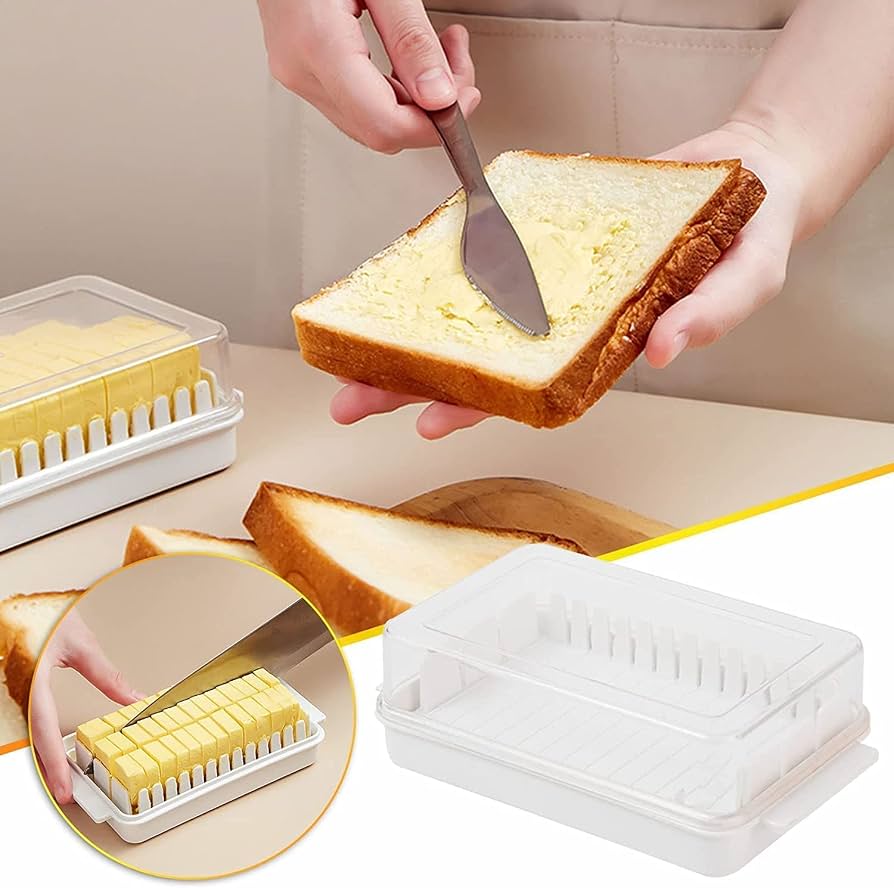 Butter Storage Container with Lid | Airtight Butter Keeper for Refrigerator & Kitchen :f